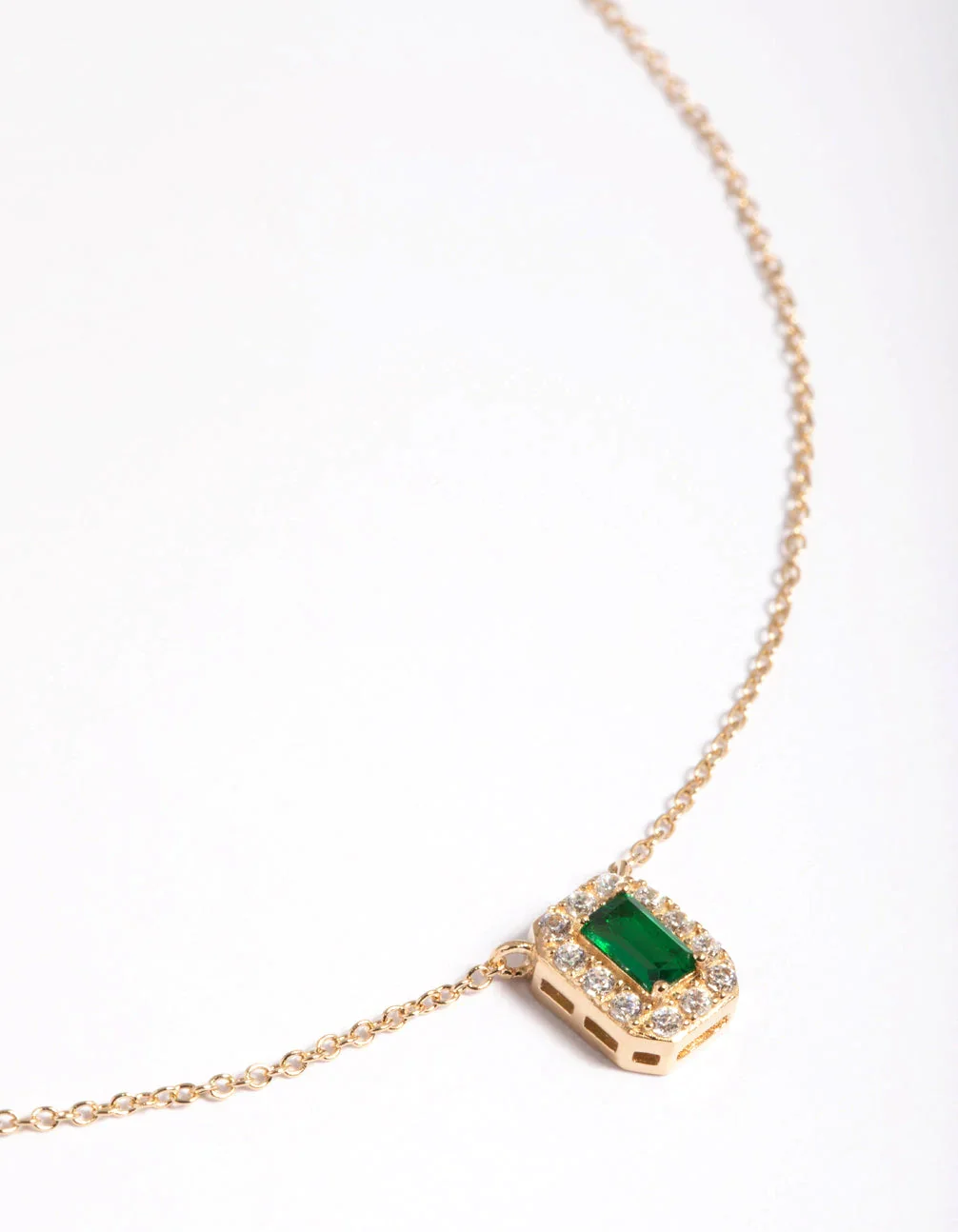 Image of Gold Plated Sterling Silver Green Baguette Necklace