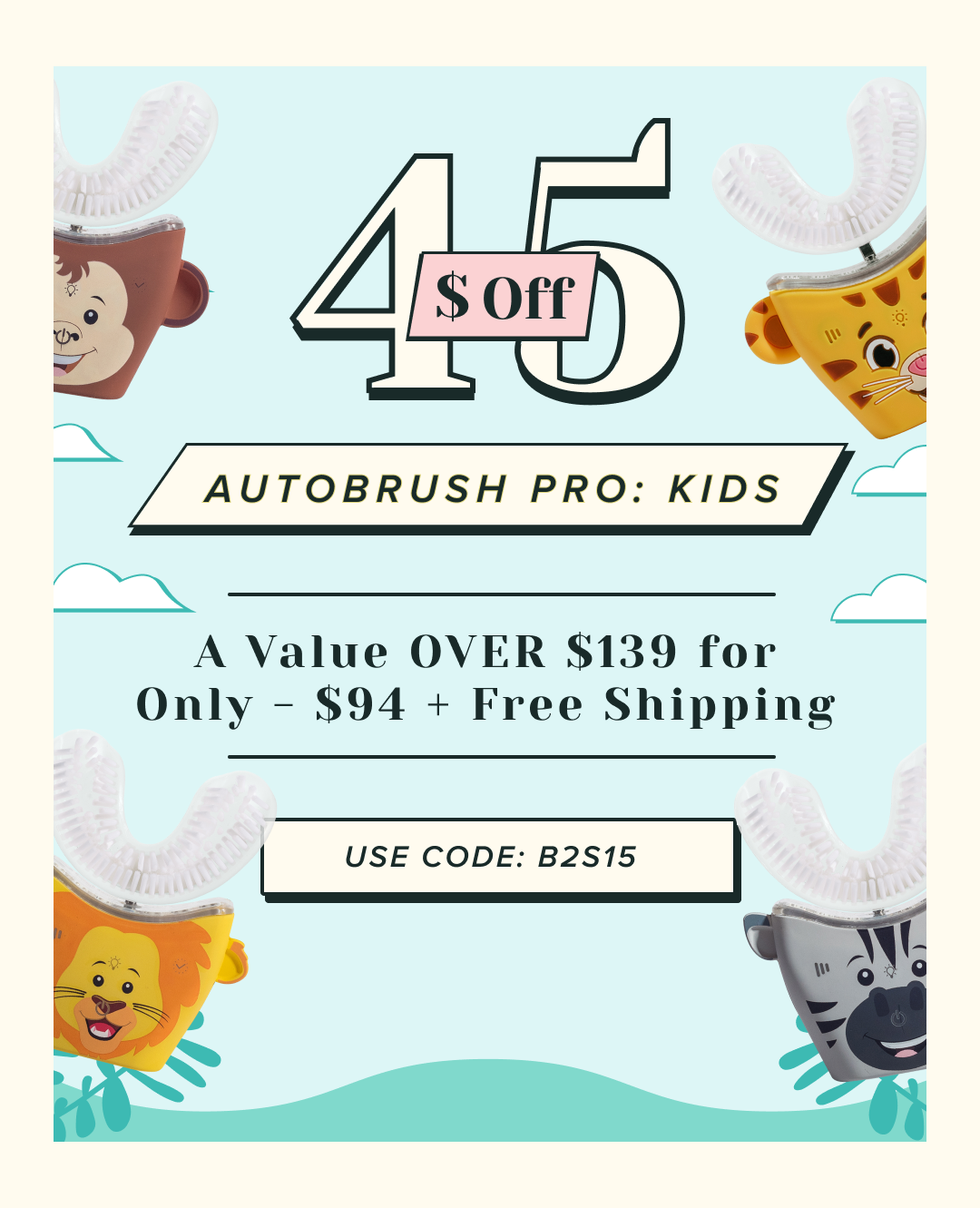 45$ off AutoBrush Pro: Kids