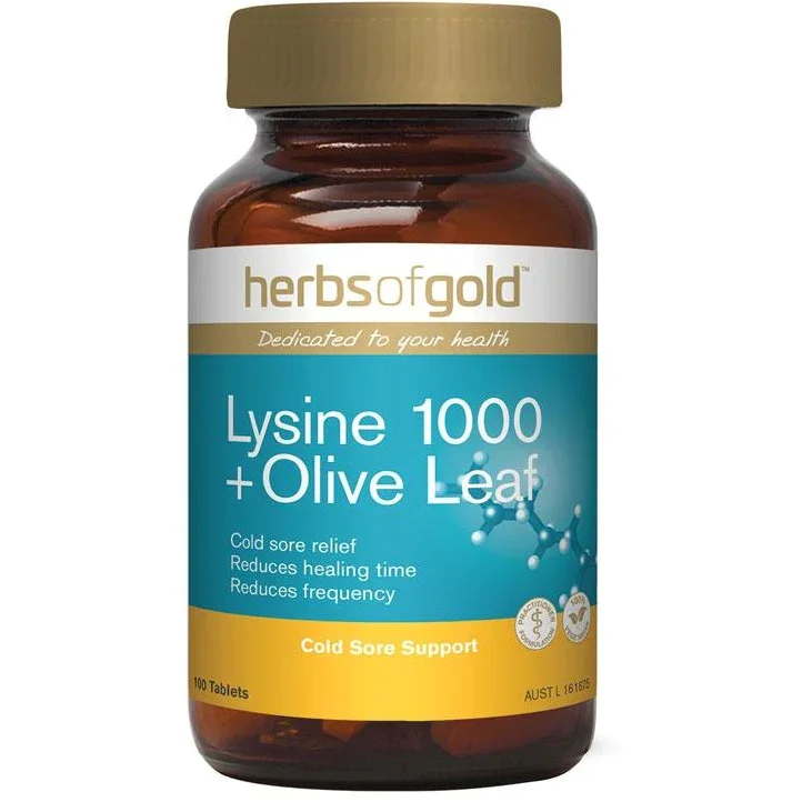 Image of Lysine 1000 + Olive Leaf by Herbs of Gold