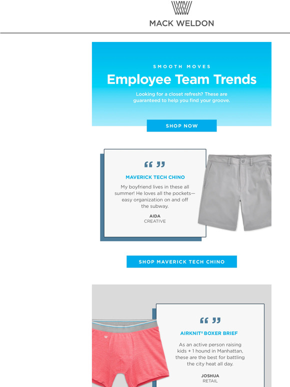 Mack Weldon Top Trends at Mack Weldon HQ. Milled