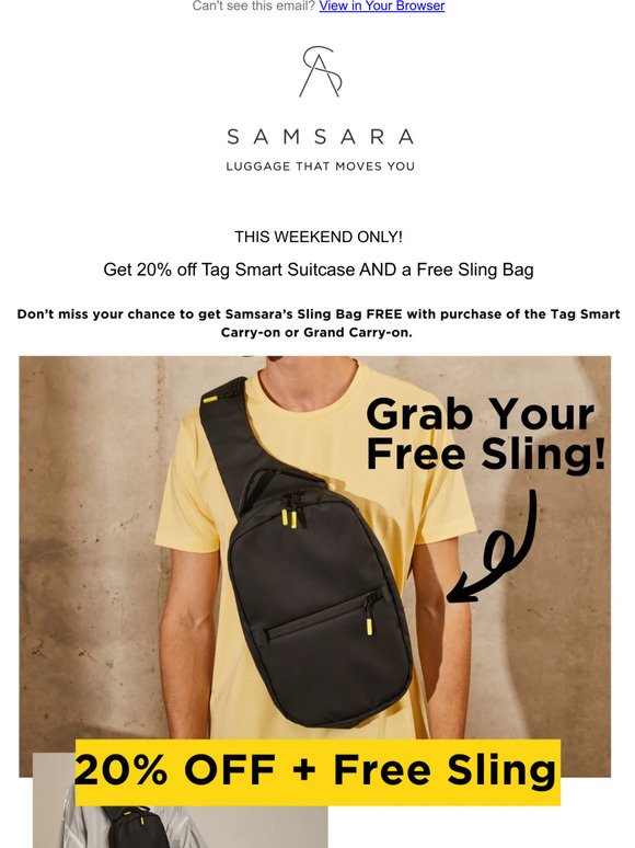Special offer ending tonight! Don’t miss your free Sling Bag