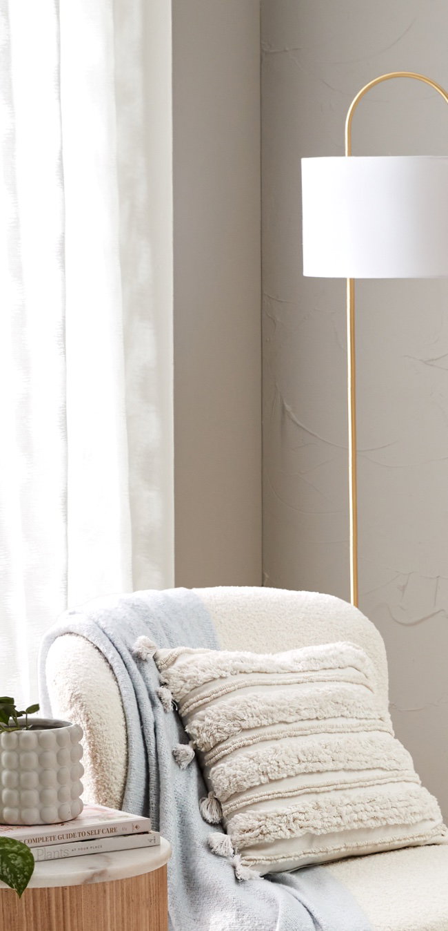 Oslo sheer white $19ea. Sicily sheer cloud $15ea.