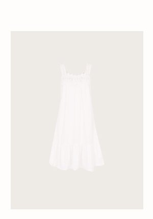 Crochet trim dress in sustainable cotton ivory
