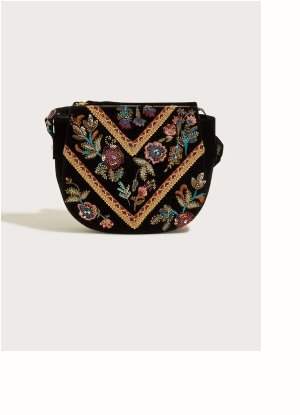Embroidered cross-body bag