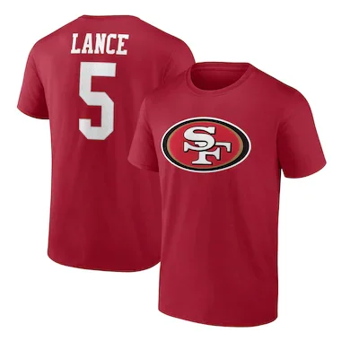 Men's Fanatics Branded Trey Lance Scarlet San Francisco 49ers Player Icon T-Shirt