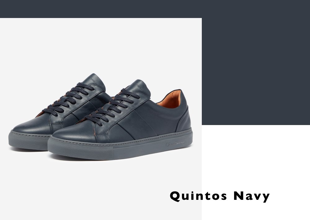 quintos navy matte leather trainers