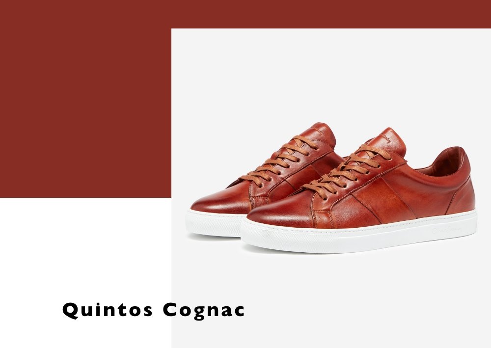 quintos cognac calf leather trainers
