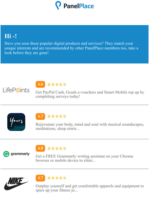 Hi —, don't miss out these new opportunities to improve your lifestyle