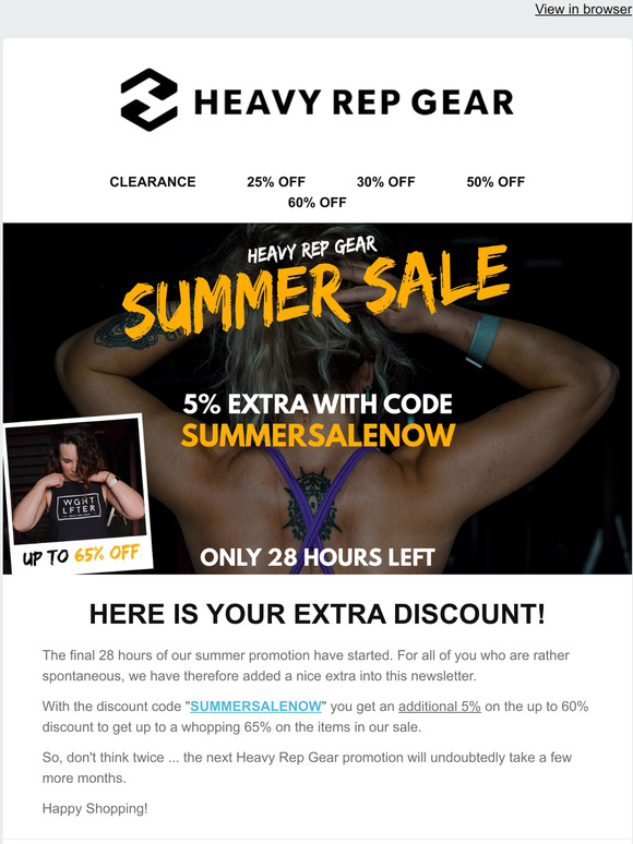 🔥 ONLY 28 HOURS LEFT - Here is your EXTRA CODE for more % OFF!
