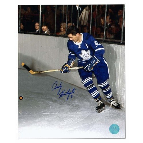 Andy Bathgate Toronto Maple Leafs Autographed Signed Watching Puck 8x10 Photo