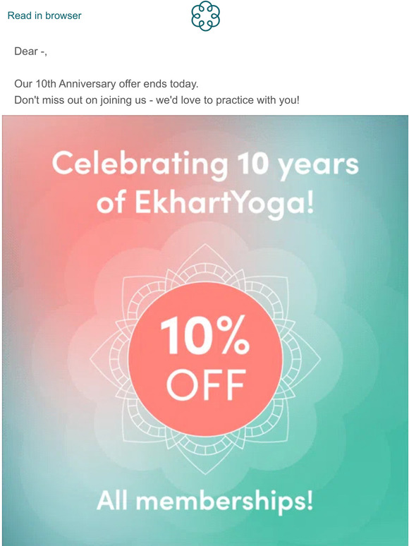 Offer ends today - 10% off all memberships!