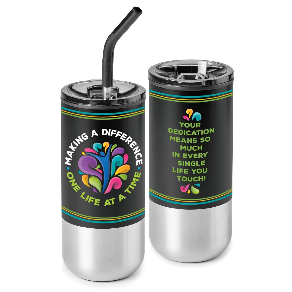 Making A Difference One Life At A Time Fresno Hot/Cold Stainless-Steel Tumbler 20-Oz. With Straw