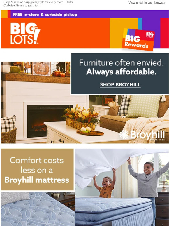 Big Lots Broyhill Furniture that lasts & SAVINGS with impact Milled