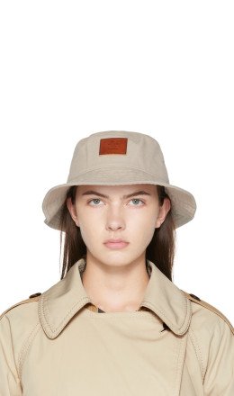 Acne Studios - Beige Leather Patch Bucket Hat