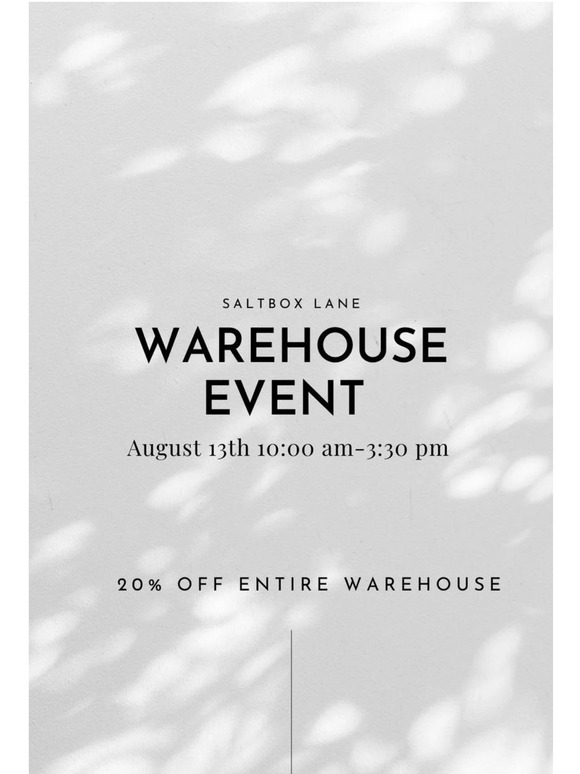 WAREHOUSE SALE