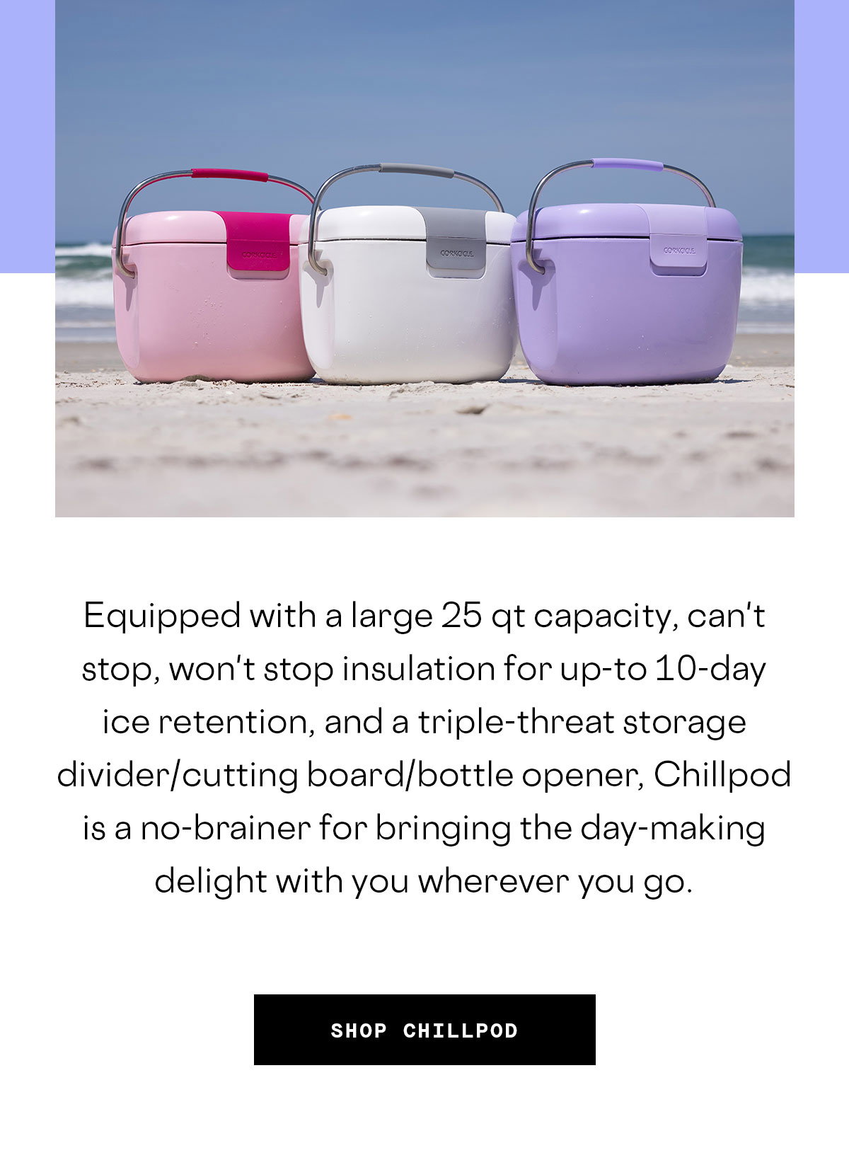 Corkcicle Chillpod Go Cooler in Lilac