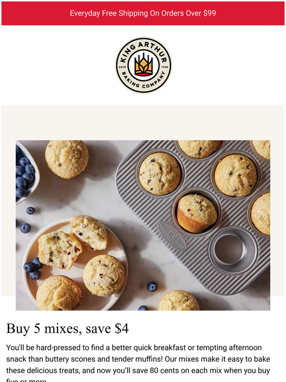King Arthur Baking Company Save on Scone & Muffin Mixes! Milled