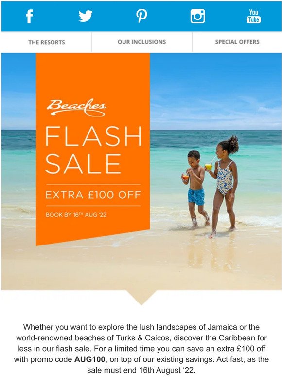 Beaches Flash Sale Now On