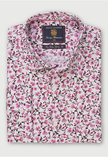 Raspberry Floral Seasonal Print Shirt