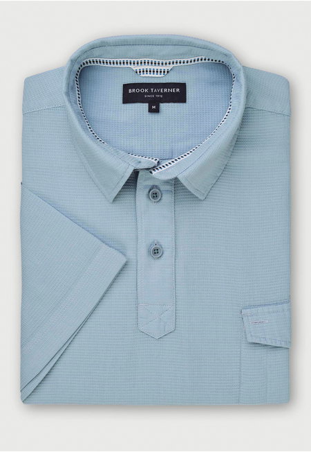 Aqua Waffle Woven Polo Shirt