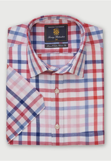 Blue, Pink and Raspberry Grid Check Short Sleeve Shirt