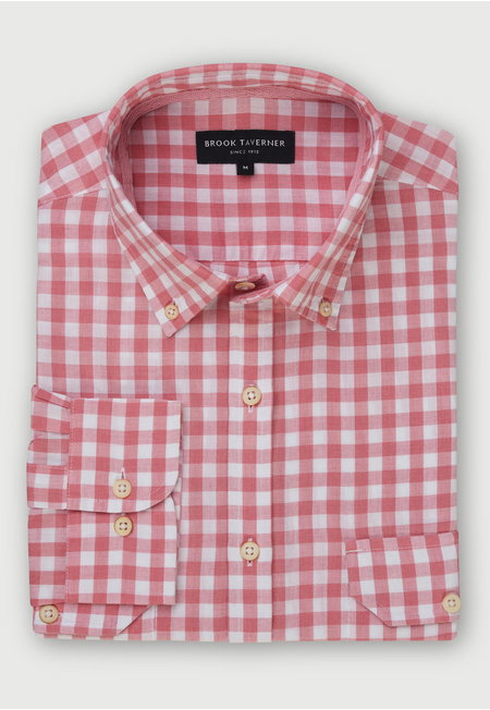 Rose Gingham 'Relaxed' Long Sleeve Shirt