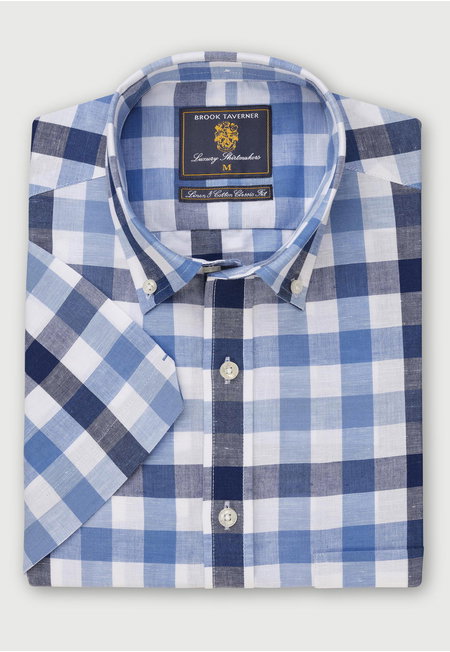 Navy and Blue Bold Check Short Sleeve Shirt