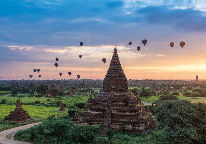Balloons over Bagan, Myanmar wooden Jigsaw Puzzle