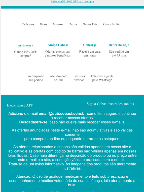 😎 Já pega o cartão que o e-mail do desconto chegou! 🛍️