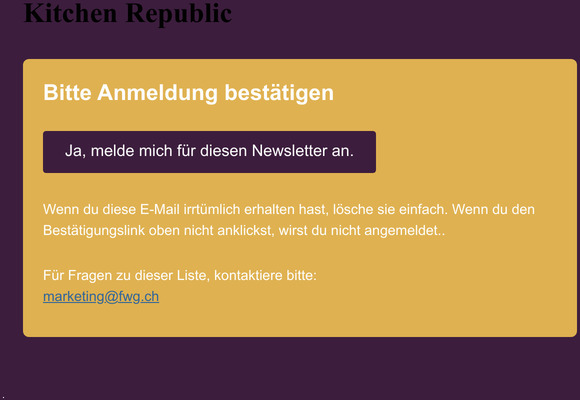 Kitchen Republic: Bitte Anmeldung bestätigen