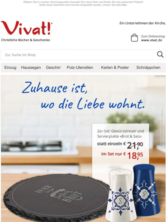 Vivat! christliche Bücher & Geschenke Was schenkt man zum Einzug? 10 GeschenkeTipps zur