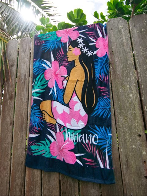 Hinano Tahiti Moani Navy Beach Towel