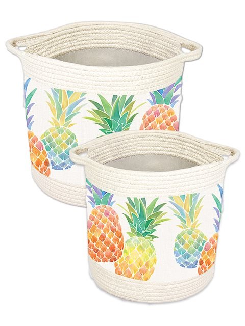 Island Heritage Watercolor Pineapple Storage Baskets