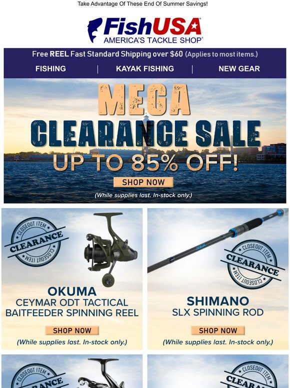 FishUSA: Super Summer Clearance Sale! New Items Added Up To 85