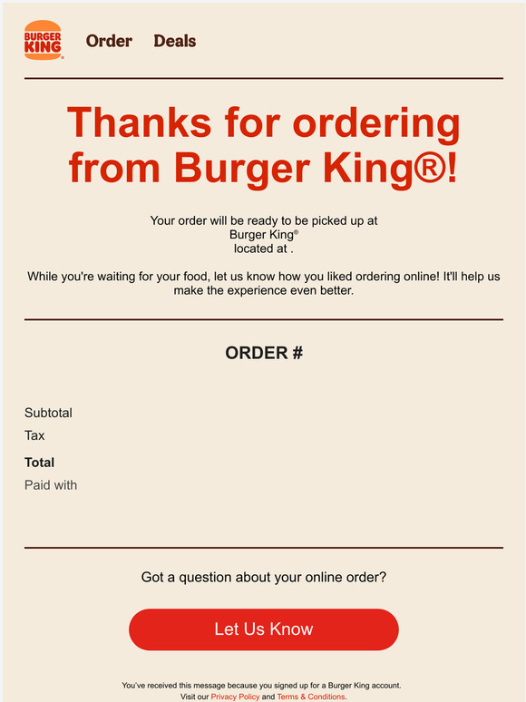 Burger King Your Burger King Receipt Milled
