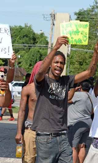demonstrators in Ferguson, Missouri