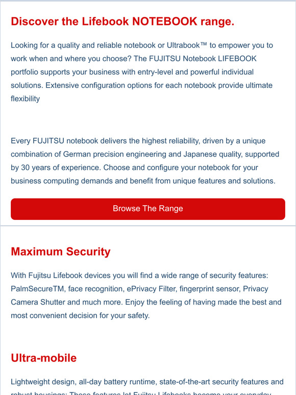 Discover the Lifebook NOTEBOOK range.