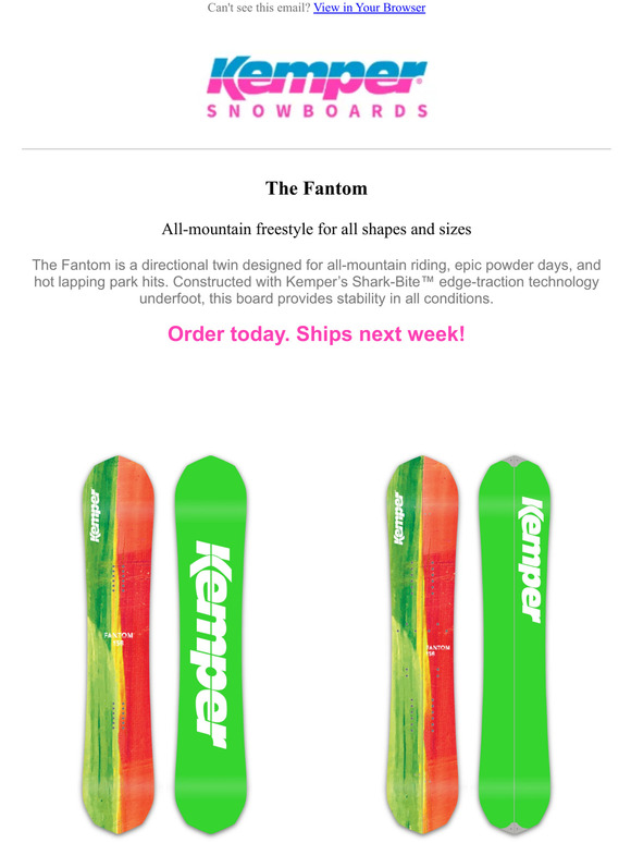 Kemper Snowboards 2022/23 Kemper Fantom Now Available! Milled