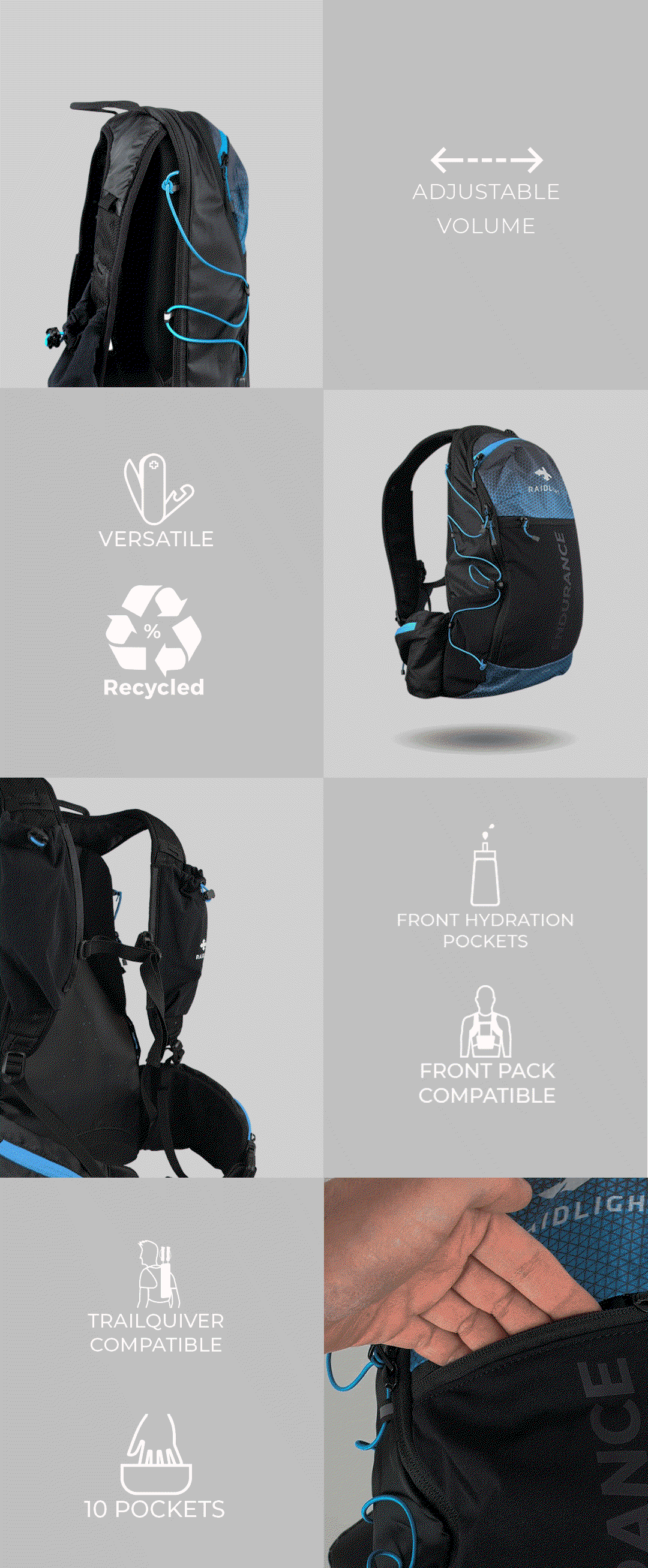 Raidlight: Endurance 12-24L. Our versatile, adjustable volume pack 