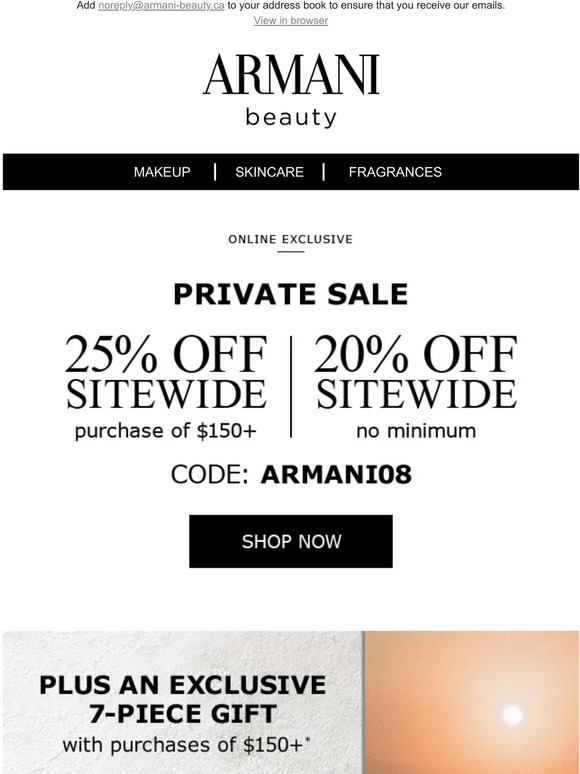 armani-beauty: The Summer Sale is here: Enjoy up to 25% OFF | Milled