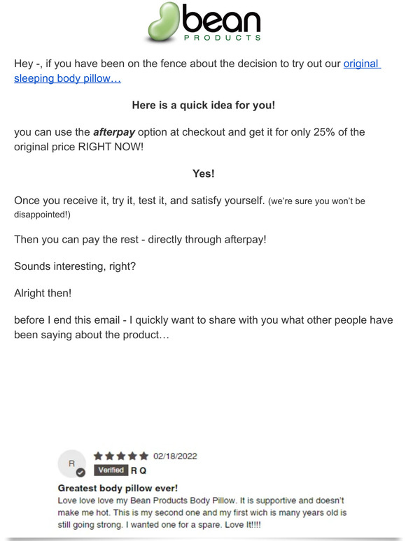 Bean Products, Inc. Shop now, Pay later? Milled