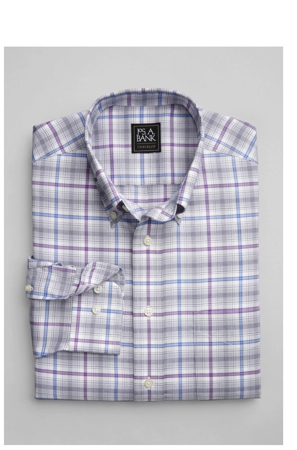 Traveler Collection Traditional Fit Button-Down Collar Basketweave Sportshirt