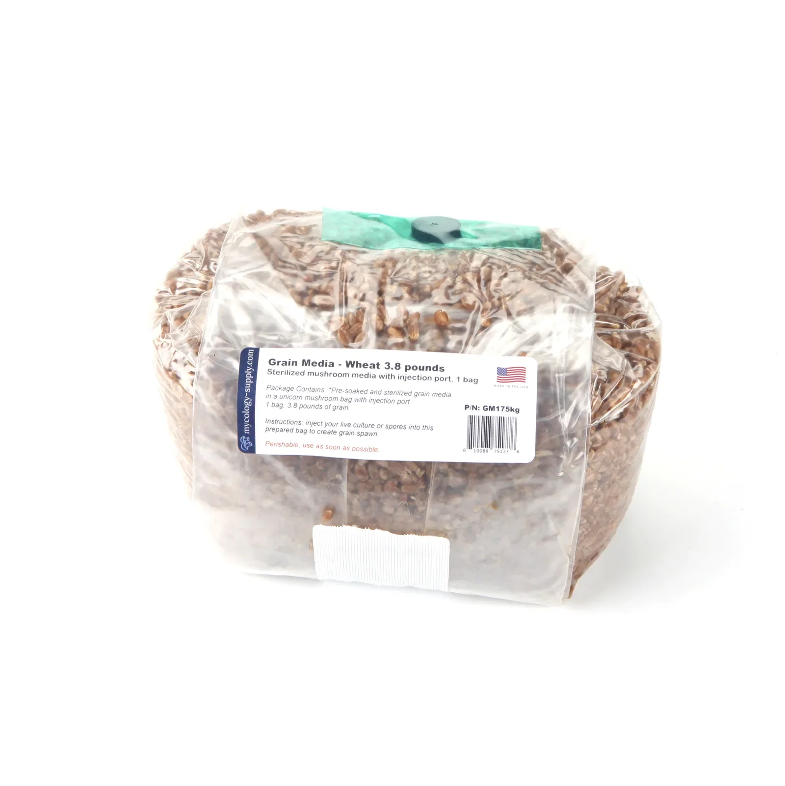Image of Grain Media  - Organic Rye Berries, 3.0 pounds - Sterilized mushroom media with injection port. 3 bags