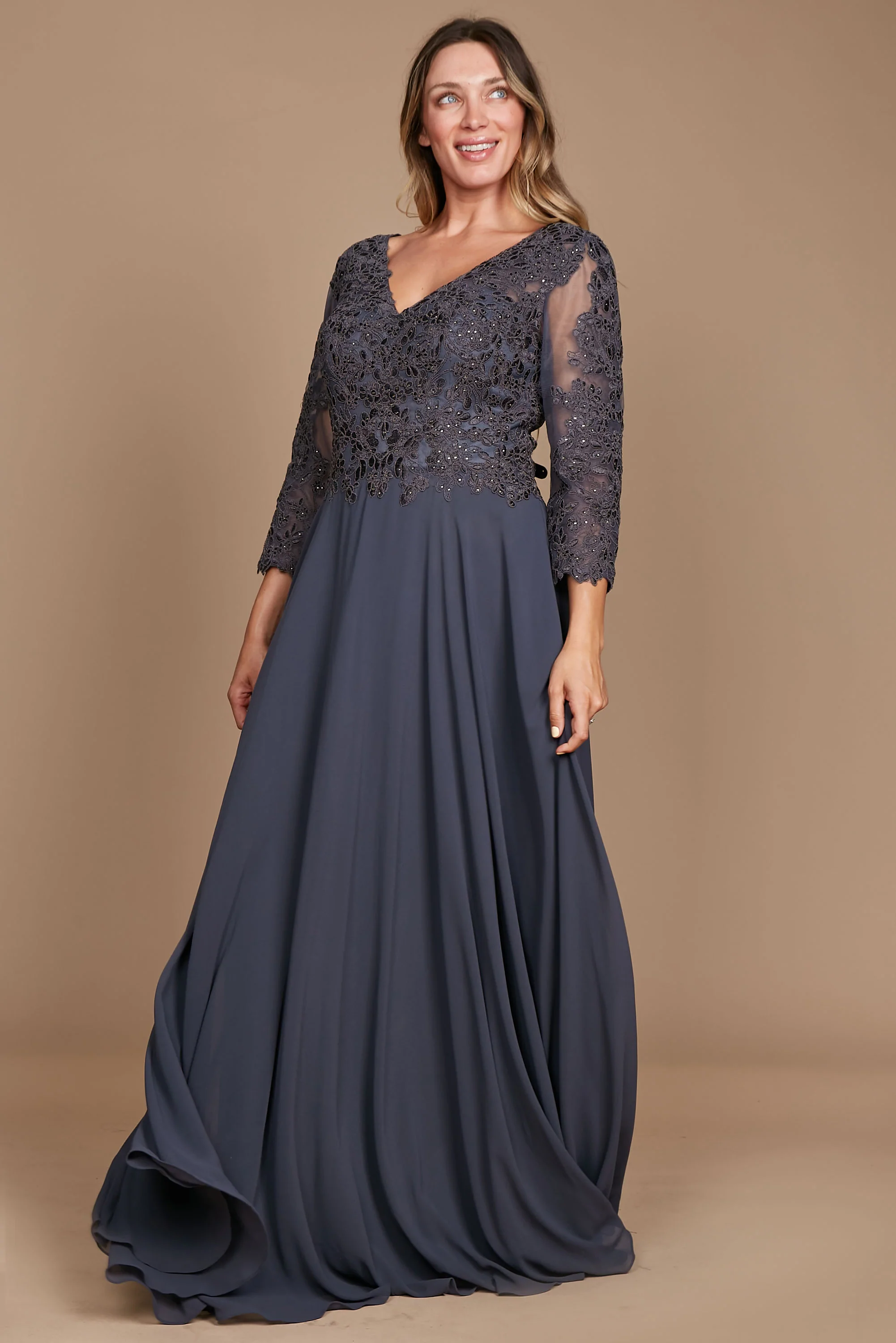 Dylan & Davids Corset Satin Formal Evening Dress | The Dress Outlet