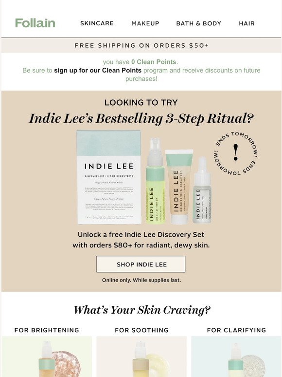 FREE Discovery Set from Indie Lee 💚