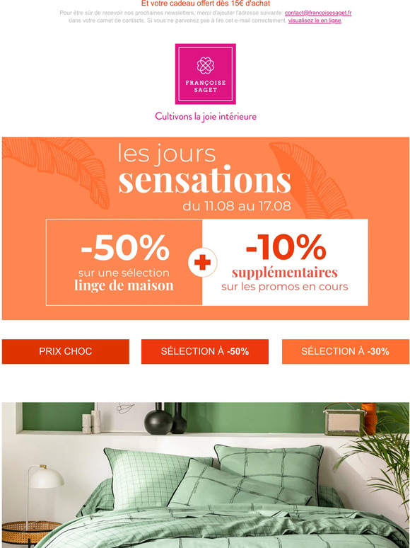 Les Jours Sensations : -50% + -10% supplémentaires sur les promotions en cours !