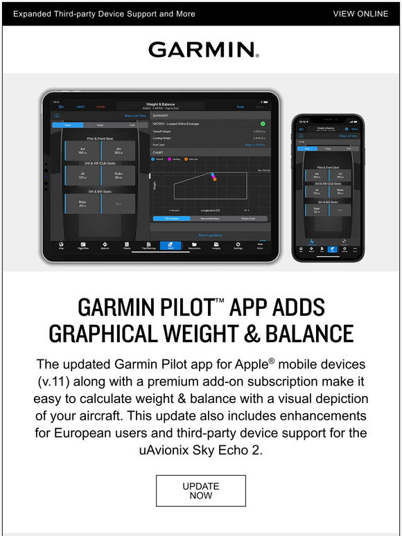 Garmin: New Garmin Pilot v11 with Graphical Weight & Balance | Milled