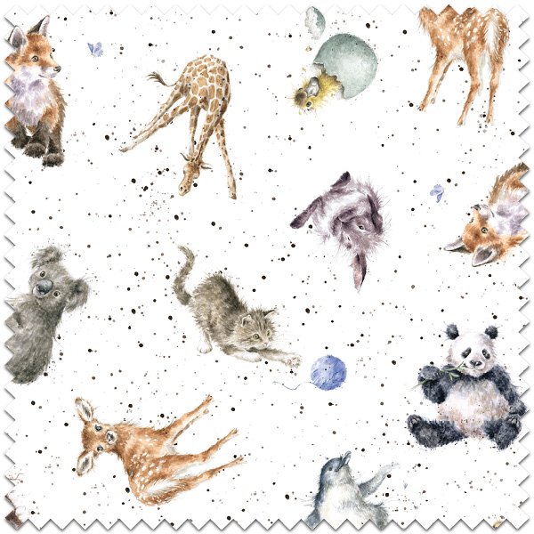 Tossed Animals on White By Hannah Dale for Maywood Studio