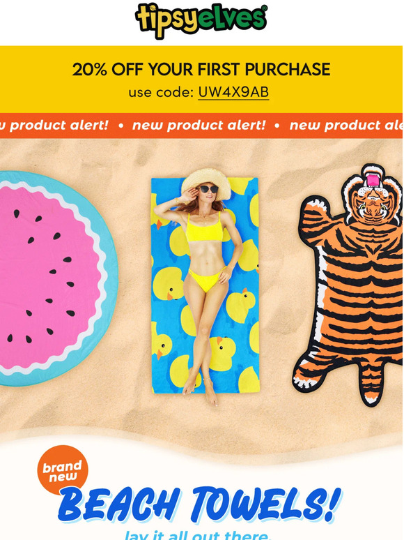 Tipsy Elves stay BOLD in jumbo beach towels 🍉 Milled