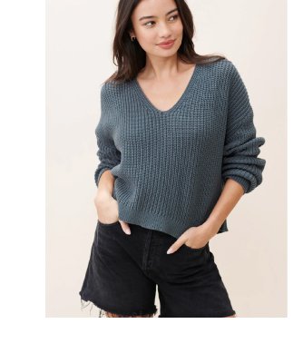 Cropped Cotton Cabin Sweater